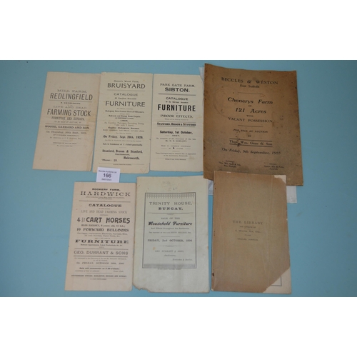 166 - A group of early 20th Century local sale catalogues including farm and livestock