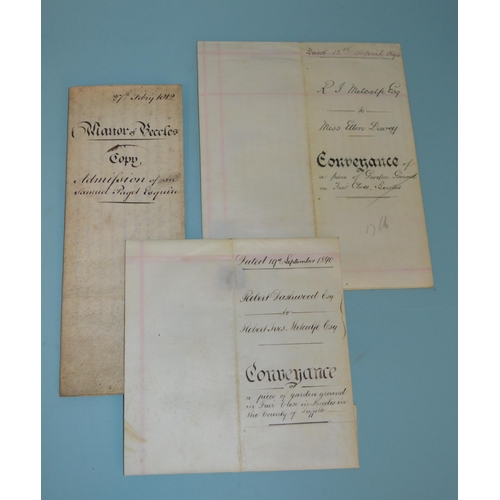 168 - Sixteen 19th Century legal documents, dating from early to late 1800's, some on velum and varying si... 