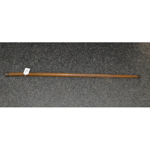 194 - A 19th Century walking cane with hidden internal glass phial with cork stopper, white metal mounts a... 