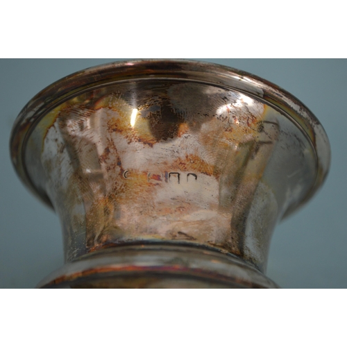 27 - A hallmarked silver vase, marks rubbed, weighted to base, 7 1/4