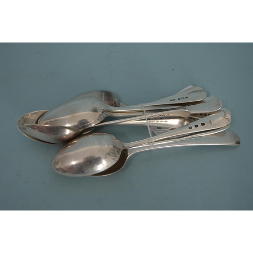 33 - A set of six hallmarked silver teaspoons, London 1934 with additional Jubilee mark plus four Birming... 