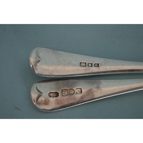 35 - Two hallmarked silver table spoons, one London 1865, the other London 1905, Carrington & Co, 8 1/4