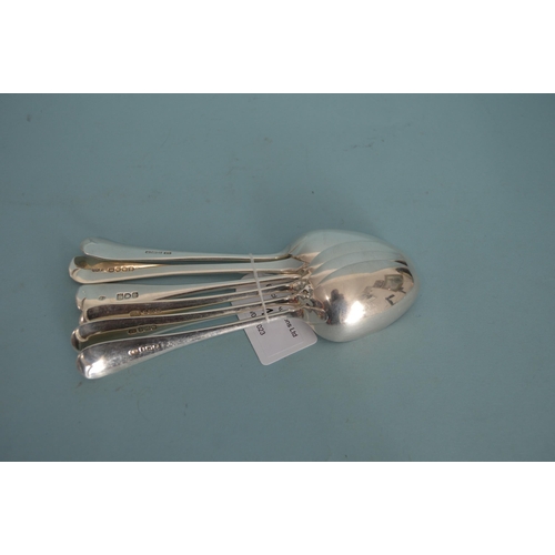 41 - A mixed group of six hallmarked silver dessert spoons, mixed makers and dates, weight approx. 305g