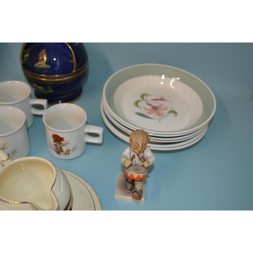 7 - A Royal Doulton 'Tapestry' pattern coffee pot, an unusual Carlton ware silver top sugar bowl with a ... 