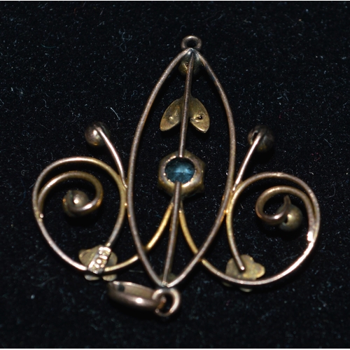 74 - Two 9ct gold and stone set pendants in the Art Nouveau style