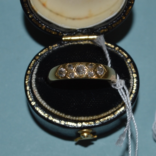 80 - An 18ct gold ring set with diamonds and large central stone, marks rubbed, size approx. N