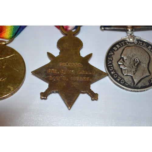 1 - Brother group WWI medals, death plaque, card wrap, S8083 Pte A.McLennan, Victory medal Gordons, Prin... 