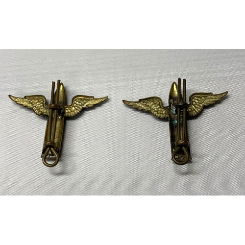 24 - Two WWII RAF Air Gunners winged bullet badges