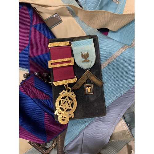 61 - A Masonic Regalia lot with two Masonic medals