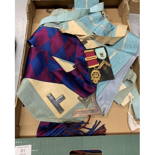 61 - A Masonic Regalia lot with two Masonic medals