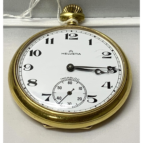 9 - A vintage Helvetia gold plated pocket watch