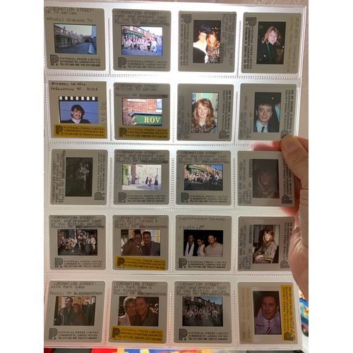 167 - Approx. 140 photo press slides of vintage Eastenders and Coronation Street characters, past and pres... 