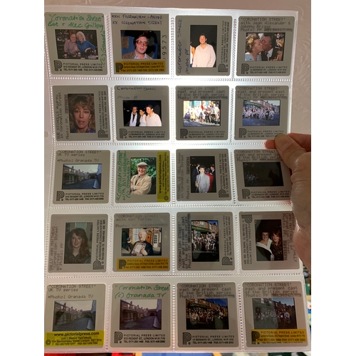 167 - Approx. 140 photo press slides of vintage Eastenders and Coronation Street characters, past and pres... 