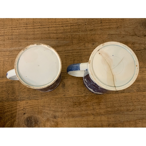 194 - Two 19th Century blue and white transfer printed mugs (both with hairlines), an early 19th Century C... 