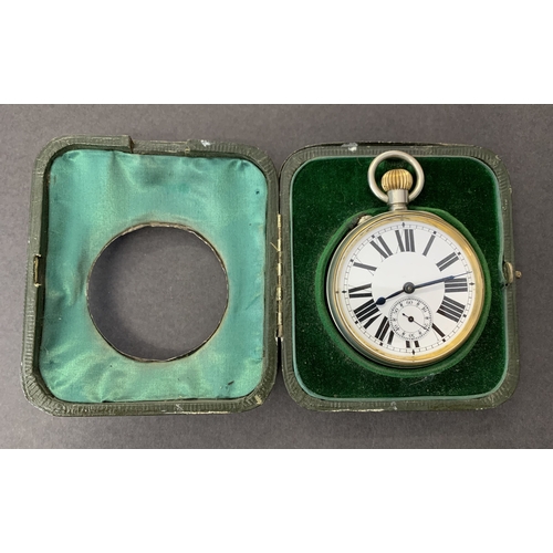 236 - A vintage Goliath pocket watch with a silver fronted case, with hallmark (missing stand)