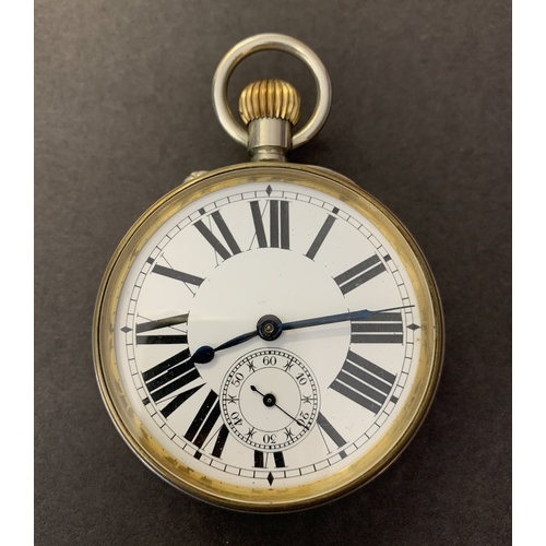 236 - A vintage Goliath pocket watch with a silver fronted case, with hallmark (missing stand)