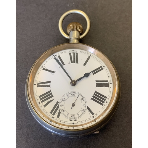 247 - A vintage Goliath pocket watch with a metal fronted case (case as found)