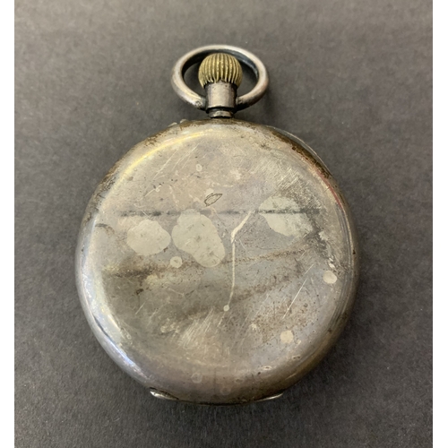 253 - A vintage silver half hunter pocket watch (as found, no glass and no second hand)