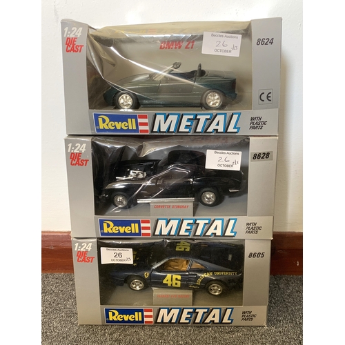 26 - Three boxed Revell 1:24 scale metal model cars