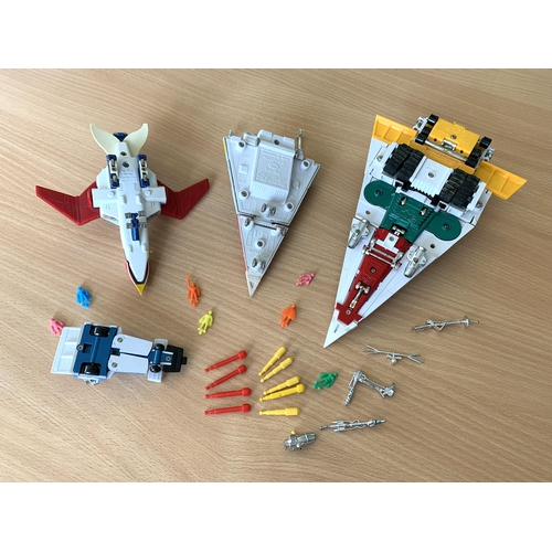 55 - Three vintage Gatchaman Gatchaspartan Space Crafts, a Godphenix plus accessories