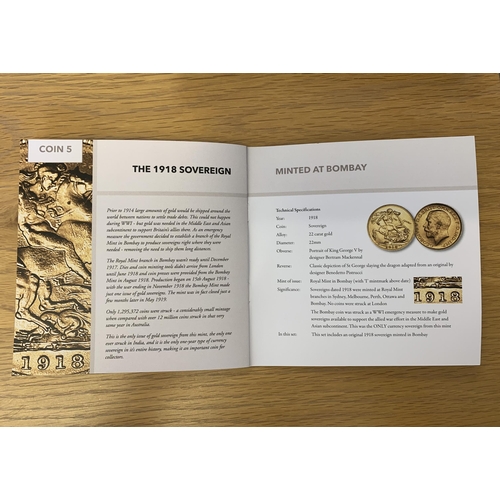 130 - A WW1 cased gold sovereign set with certificate of authenticity, originally from Hattons of London, ... 