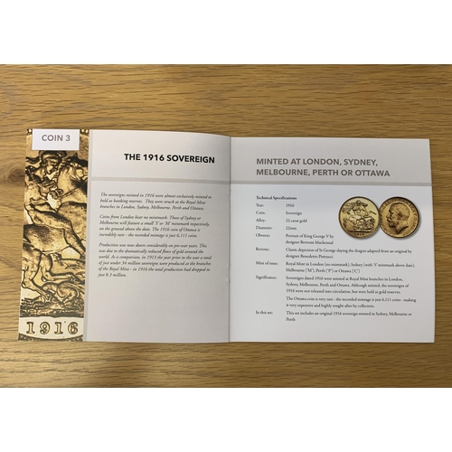 130 - A WW1 cased gold sovereign set with certificate of authenticity, originally from Hattons of London, ... 