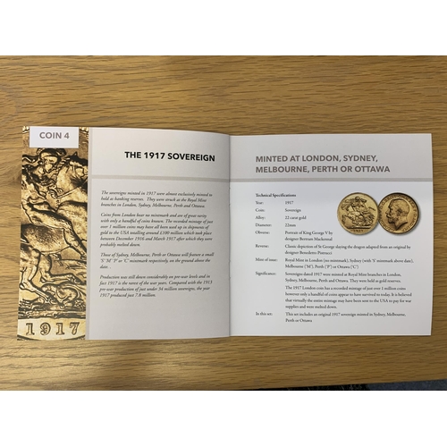 130 - A WW1 cased gold sovereign set with certificate of authenticity, originally from Hattons of London, ... 