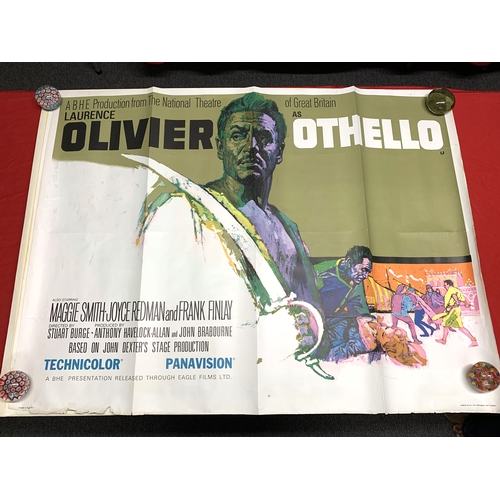 337 - Four 1960's original film advertising posters, 'Othello' with Laurence Olivier c1965 printed by Staf... 