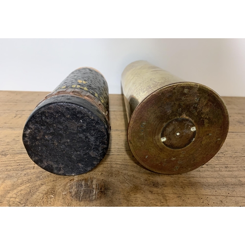 340 - WW1 British 18 pdr shrapnel round shell case dated 1916, projectile fuse dated 1917, inert