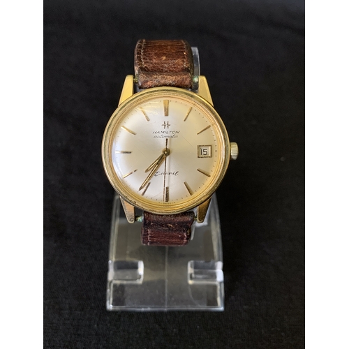 109 - A Hamilton vintage 1960's Automatic Estoril 300 dive gold plated wristwatch, 32mm diameter (running ... 