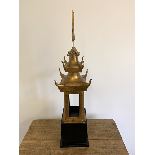 133 - A vintage gilded metal Pagoda inspired by the Burmese 'House of Jewels', the place where 'Buddha-to-... 