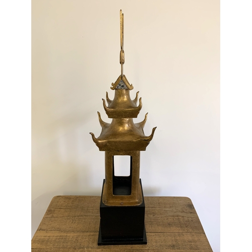 133 - A vintage gilded metal Pagoda inspired by the Burmese 'House of Jewels', the place where 'Buddha-to-... 