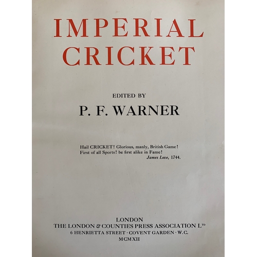 163 - Limited edition 272/900 'Imperial Cricket' by P.F. Warner c1912 (mild signs of age and storage to ou... 