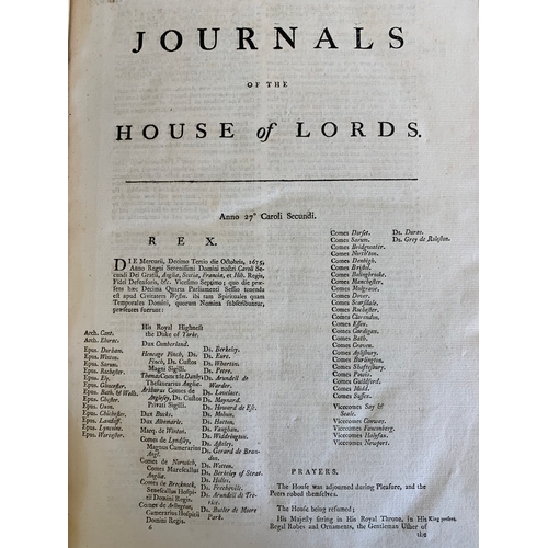 164 - c1681 'Journals of the House of Lords' Vol XIII, beginning 1675, detailing bills brought before the ... 