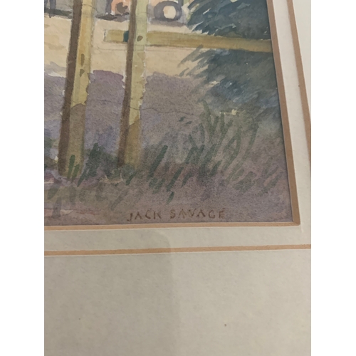 191 - Jack Savage, local artist, watercolour of a farm scene, signed bottom right, 14