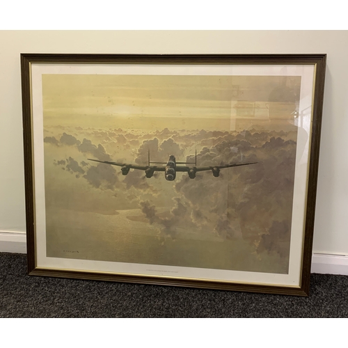 216 - A vintage print of a Lancaster crossing the east coast, marked Coulson, 35