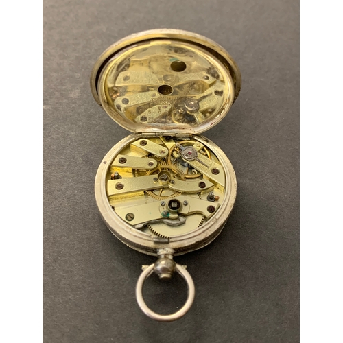 23 - A boxed vintage silver pocket watch (glass loose)