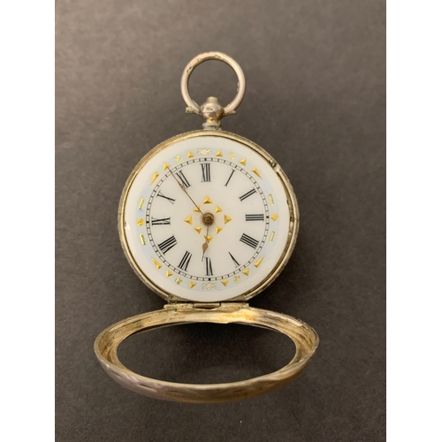 23 - A boxed vintage silver pocket watch (glass loose)