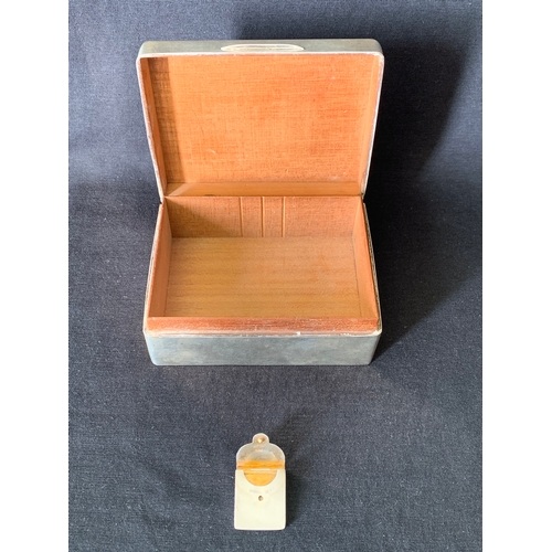 243 - A hallmarked silver cigarette box, marks rubbed, with wood lined interior, 4 1/2