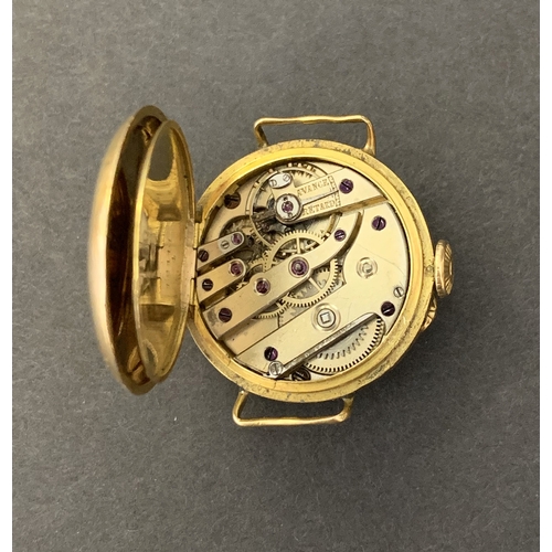 250 - A late 19th/early 20th Century 18ct gold and diamond set ladies wristwatch with blue enamel decorati... 