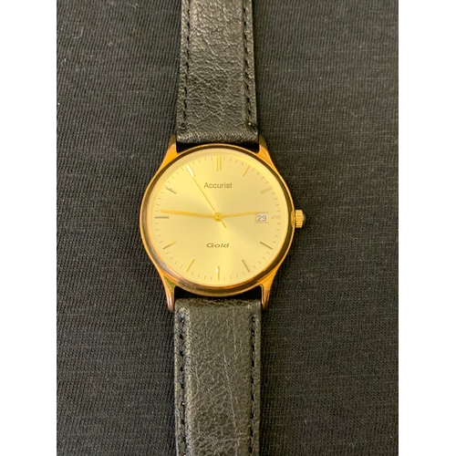 251 - A vintage 9ct gold Accurist mens wristwatch, boxed with instructions (non running, needs battery)