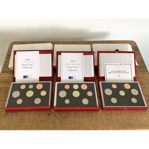 253 - Three vintage Royal Mail proof coin sets including 1988, 1994 and 1995