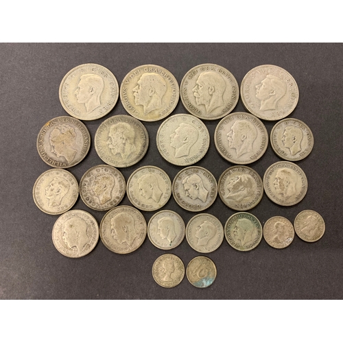 A Small Selection Of Vintage British Silver Pre Decimal Coins