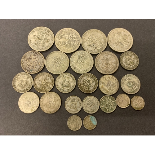 A small selection of vintage British silver pre decimal coins