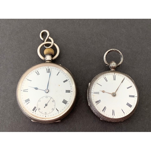 A 925 silver pocket watch 48mm plus another silver pocket watch 40mm