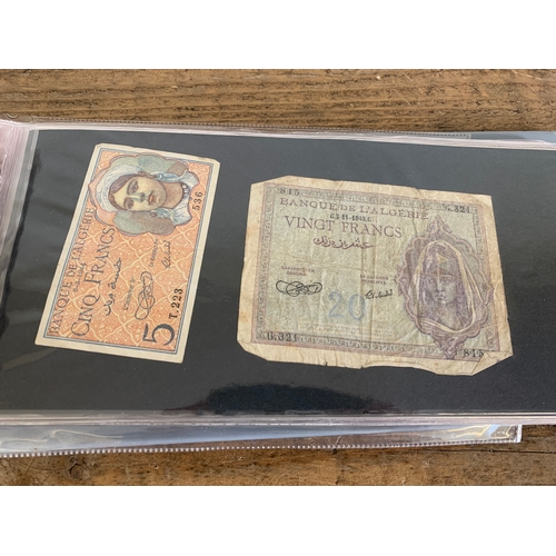 302 - An album of mixed bank notes, French, German plus others