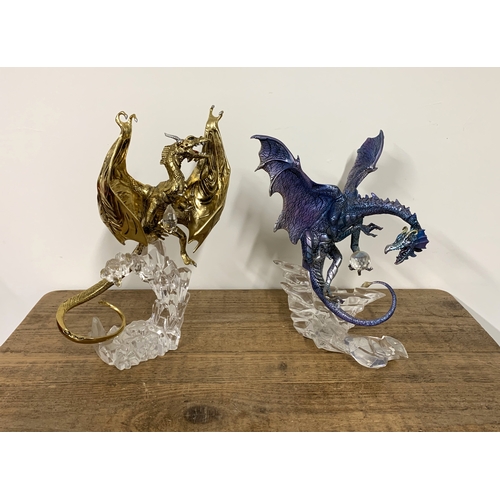 325 - Two Franklin Mint 'Crystal' dragons, the tallest 12