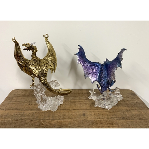 325 - Two Franklin Mint 'Crystal' dragons, the tallest 12