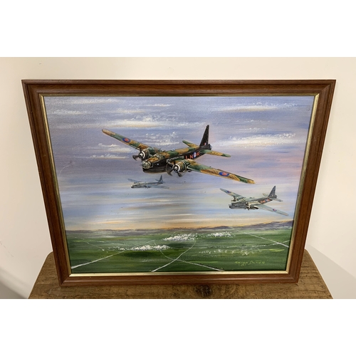 351 - An oil on canvas of a Vickers Wellington, signed by Norman Didwell 1986