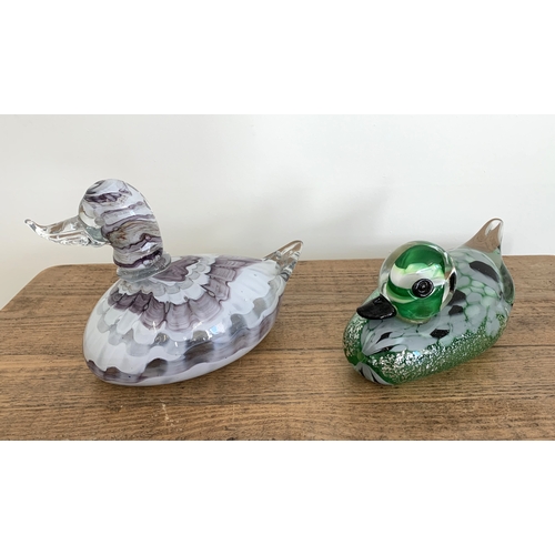 49 - Two large glass ducks, the largest approx. 9